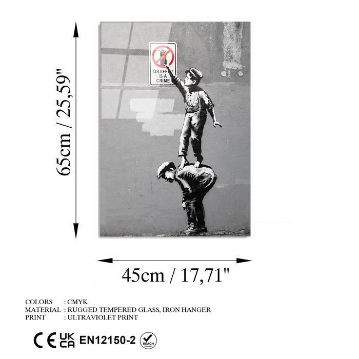 Wallity Cuadro Decorativo de Vidrio Templado Banksy 45 x 65 cm Wallity Cuadro Decorativo de Vidrio Templado Banksy 45 x 65 cm